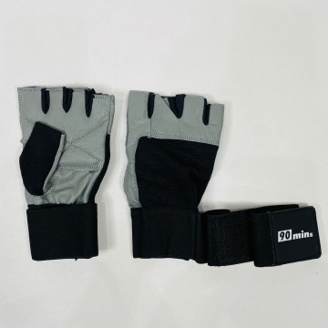 90-1611-L Weight Lifting Gloves - Grey Leather - L